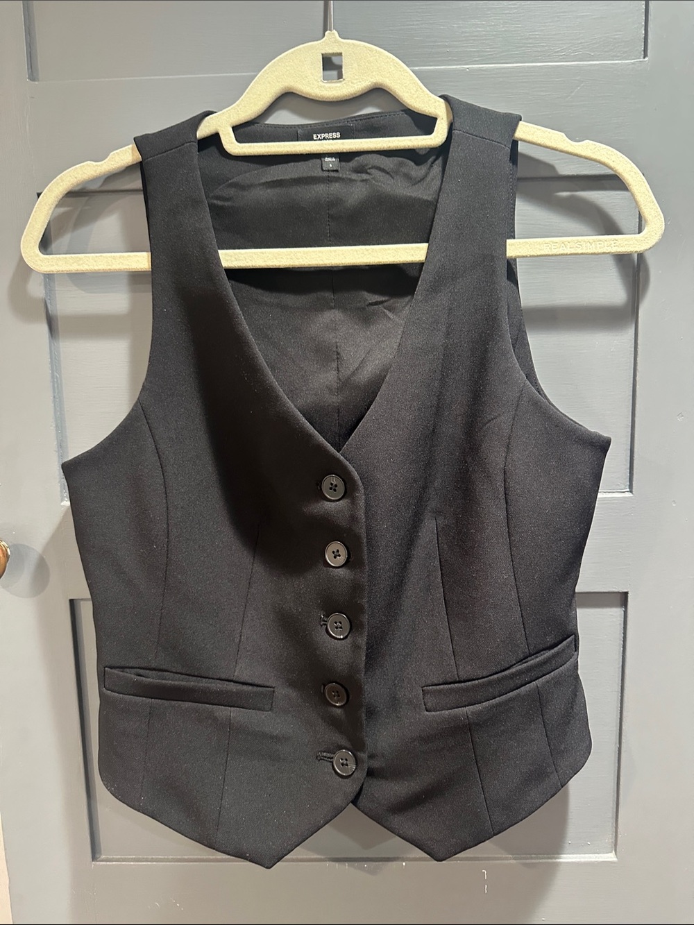 Express Black Button-Front Women's Vest